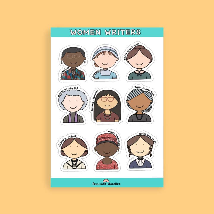 Women Writers 4" x 6" Sticker Sheet for wholesale by Feminist Doodles