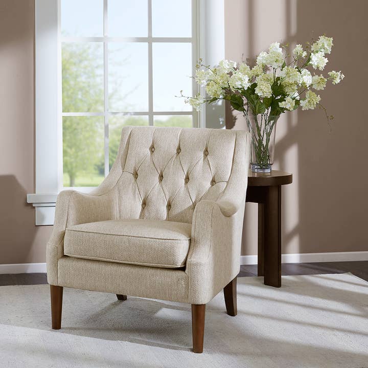 Olliix - Wholesale Chair - Diamond Tufted Vintage Lounge Chair, Cream *