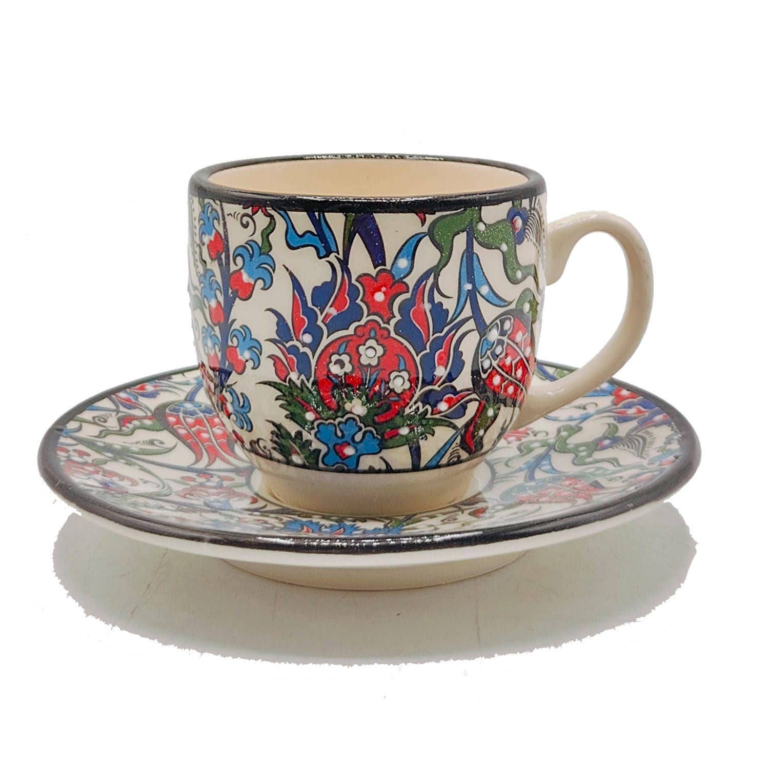 Etnico del Mondo - Vente Tasse à café/thé - Ensemble de 6 Tasses à Café/Cappuccino en Céramique Turque Décorée #74