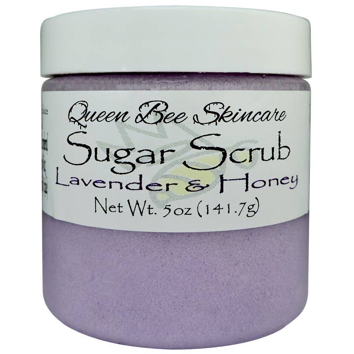Lavender & Honey Sugar Scrub 5oz for wholesale by Queen Bee Skincare, LLC