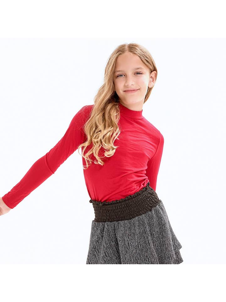 Good Girl - Wholesale T-Shirt - Kids - Mock Neck Long Sleeve Modal Knit Top