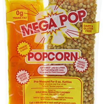 Shop The King - Wholesale Popcorn Kernels - MEGA-POP 8 oz. corn kit for 6 oz popper (36 Count)