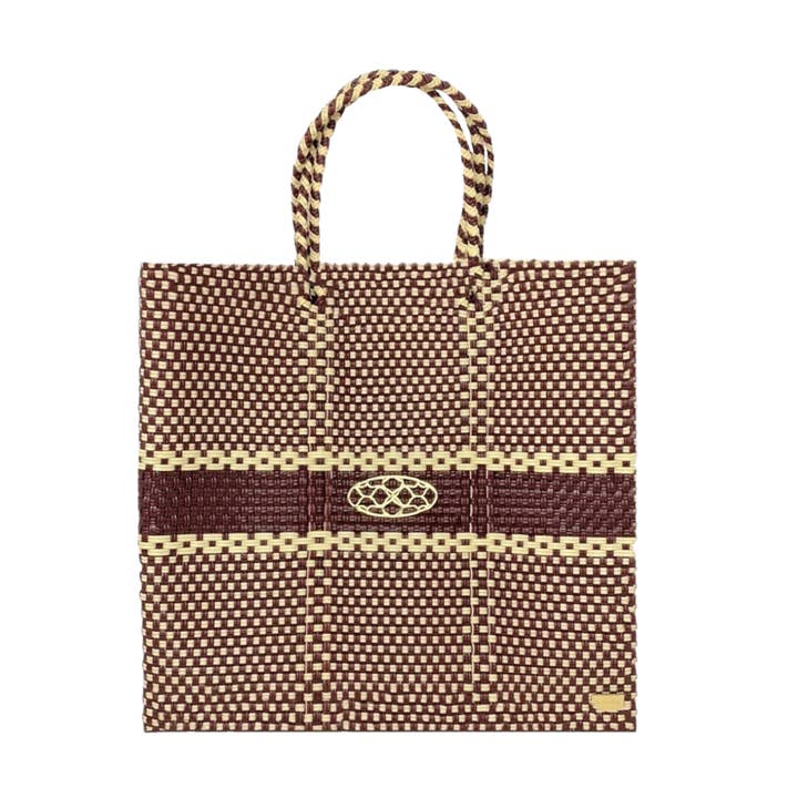 BORSA A RIGHE MEDIO BORDEAUX BEIGE per la vendita all'ingrosso da parte di Lola's Bag by Georgina Herrera