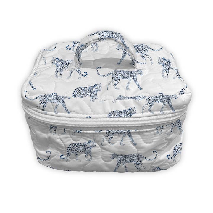Leilani Leopard White Quilted Travel Case for wholesale by Ida Mae Home
