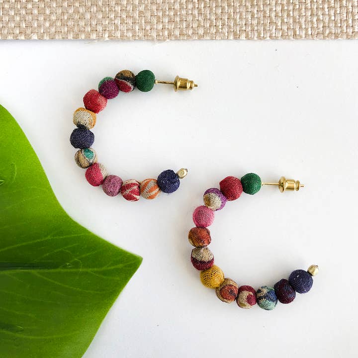 WorldFinds - Wholesale Hoop Earrings - Kantha Mini Hoops