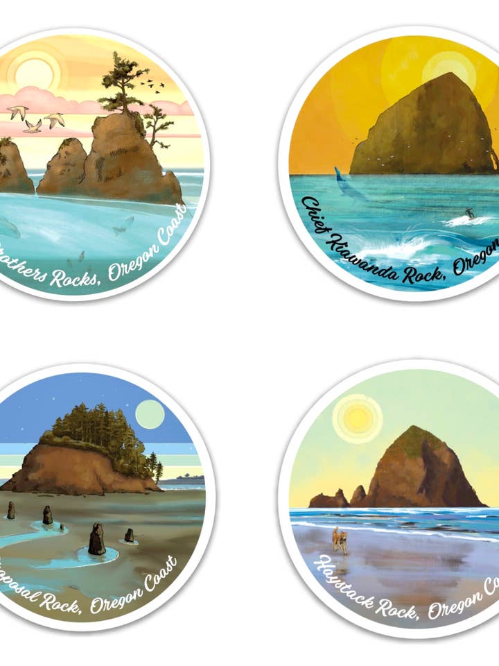 Oregon Coast Stickers for wholesale by Underbrush Art