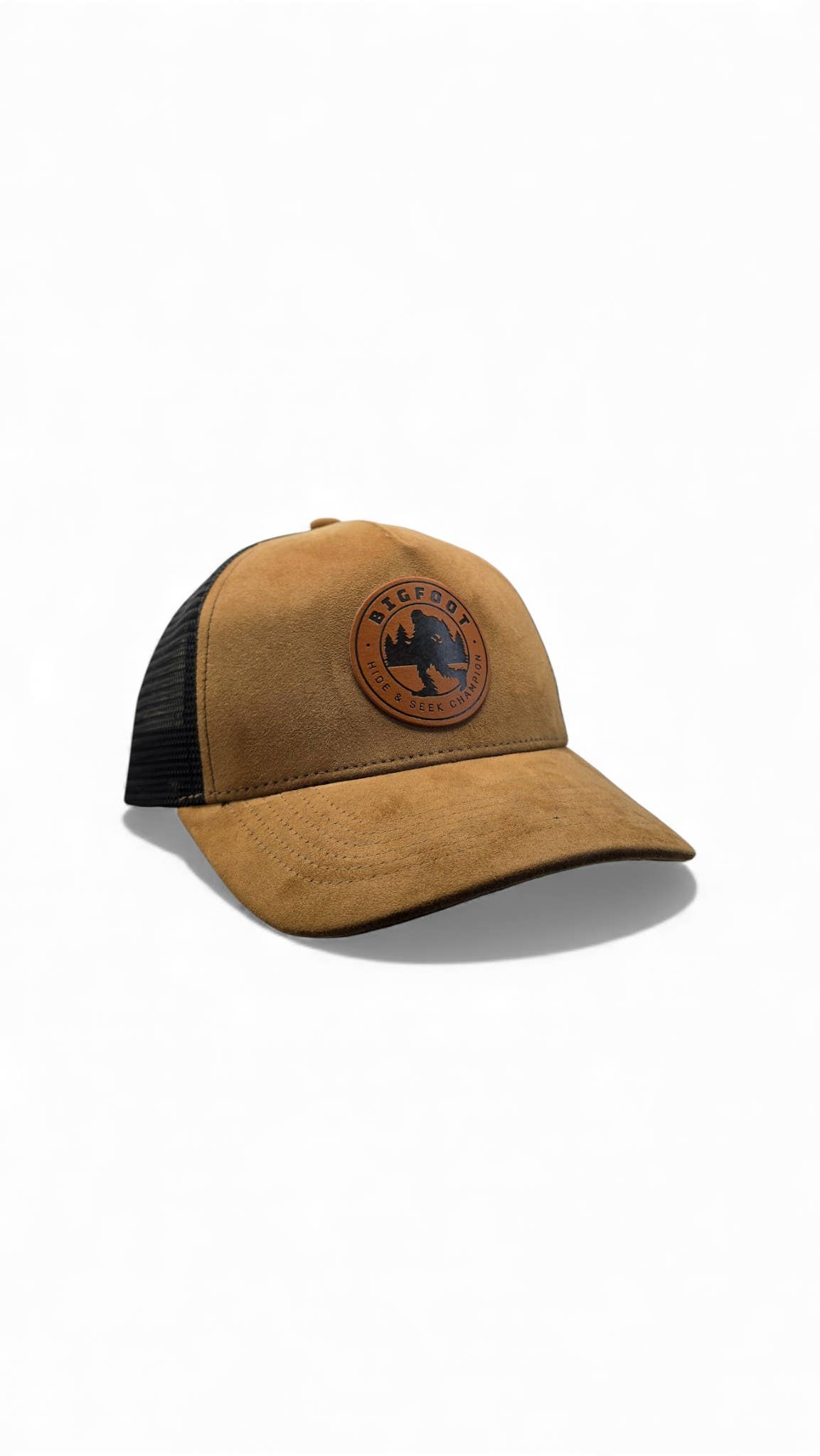 PNW Apparel – wholesale Trucker hat – Unisex – Sasquatch Leather Patch 5-Panel Trucker Hat – Unique Cap5