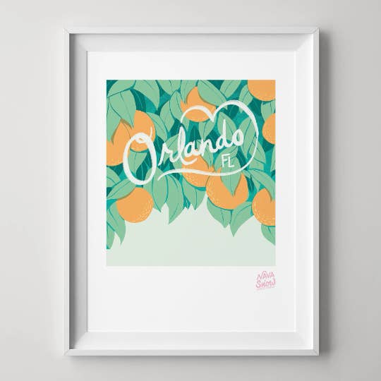 8" x 10" Orlando Polaroid-Style Art Print for wholesale by Nava and Snow