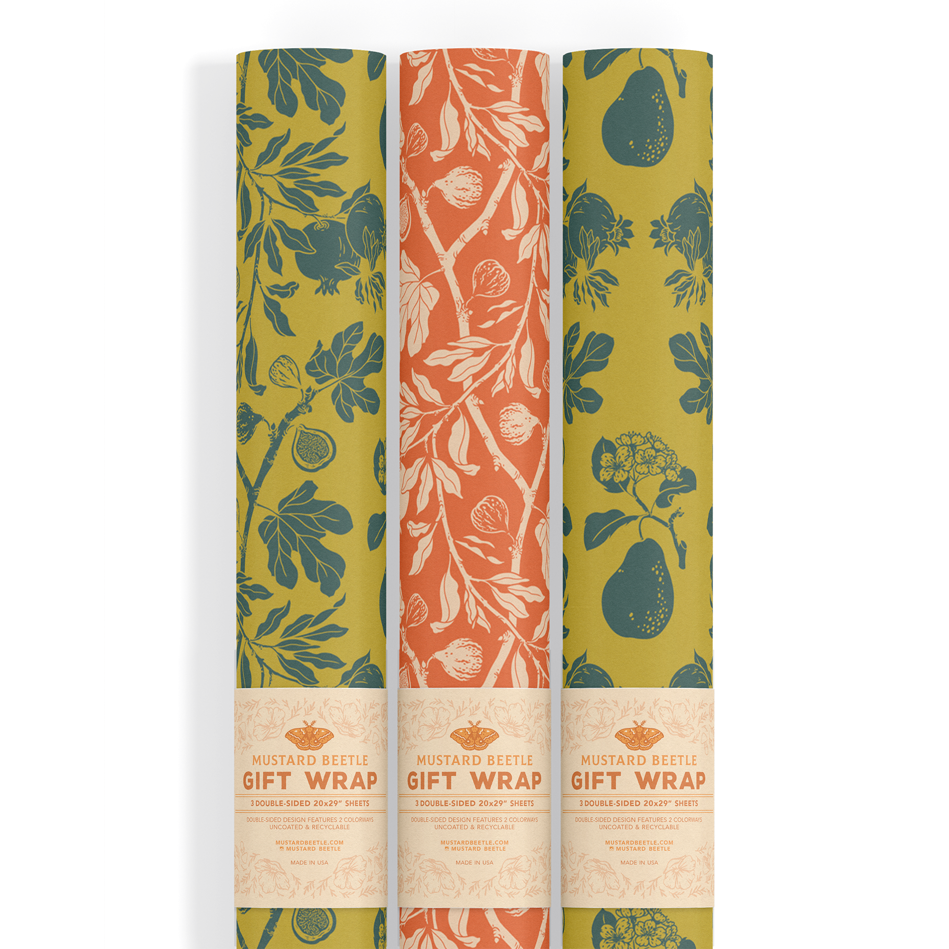 Mustard Beetle - Vente Rouleau de papier cadeau - Emballage cadeau/papier d'emballage recyclable : Floraison4