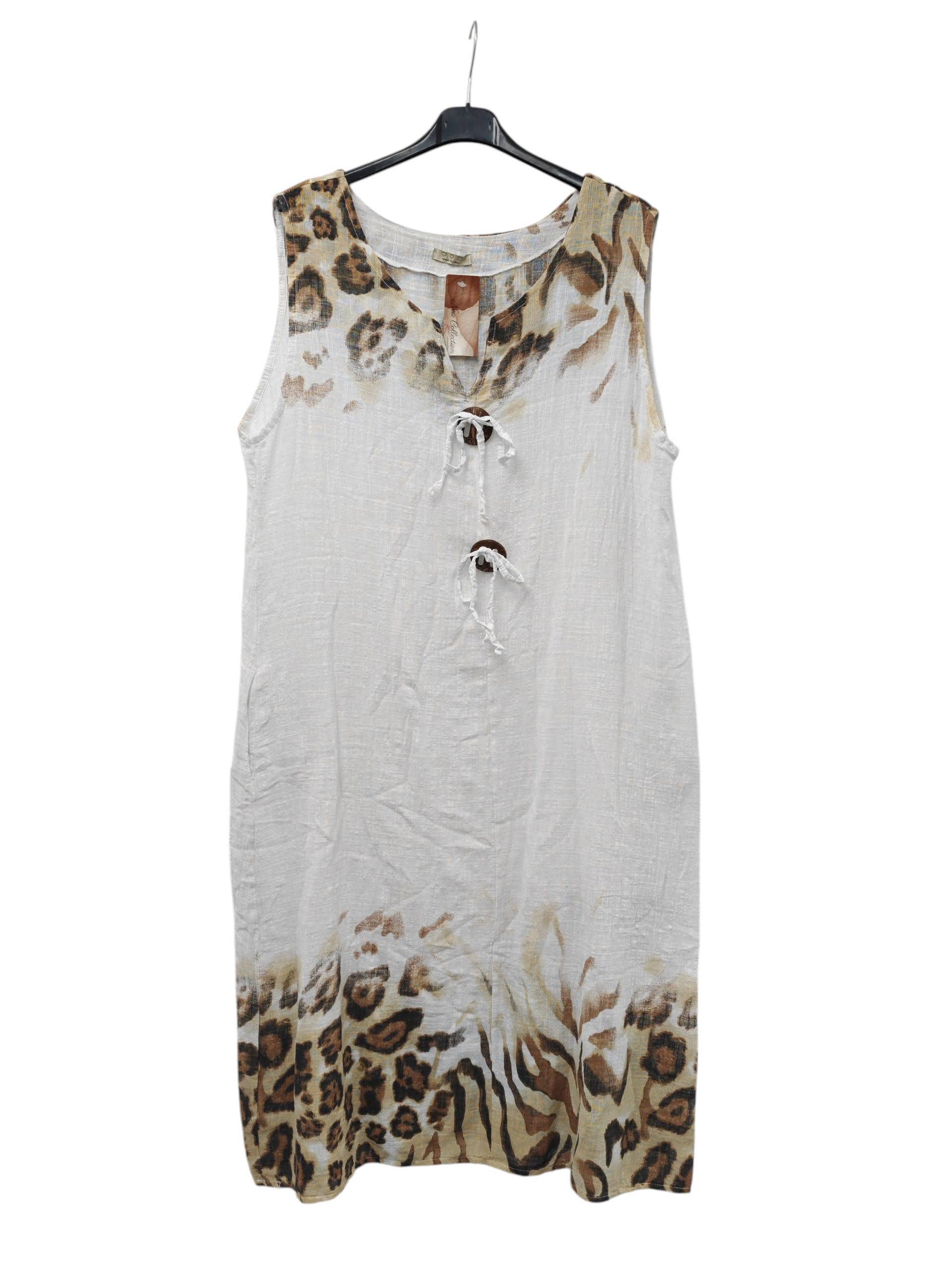 Superbia – wholesale Dress – Women's – Italian One Size Premium Cotton Dress Buttons Leopard Print1