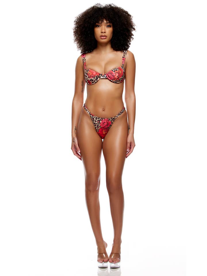 Cheetah Coral Portofino bikini-sæt i cheetah koral med retro bøjle-BH for engroshandel på Faire2