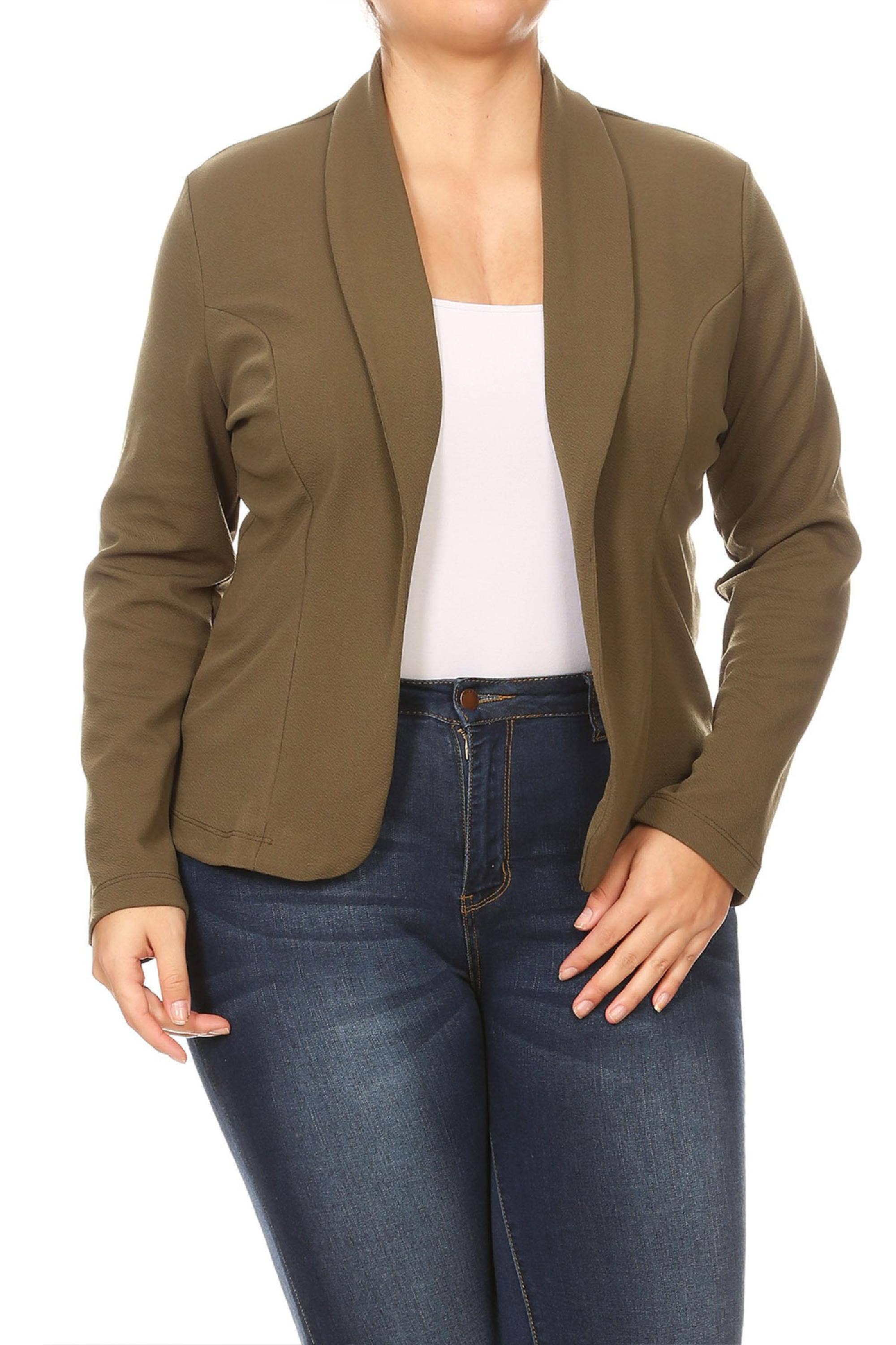 MOA COLLECTION - Wholesale Blazer - Women's - Women's Solid Casual Plus Size Trendy Blazer Jacket36