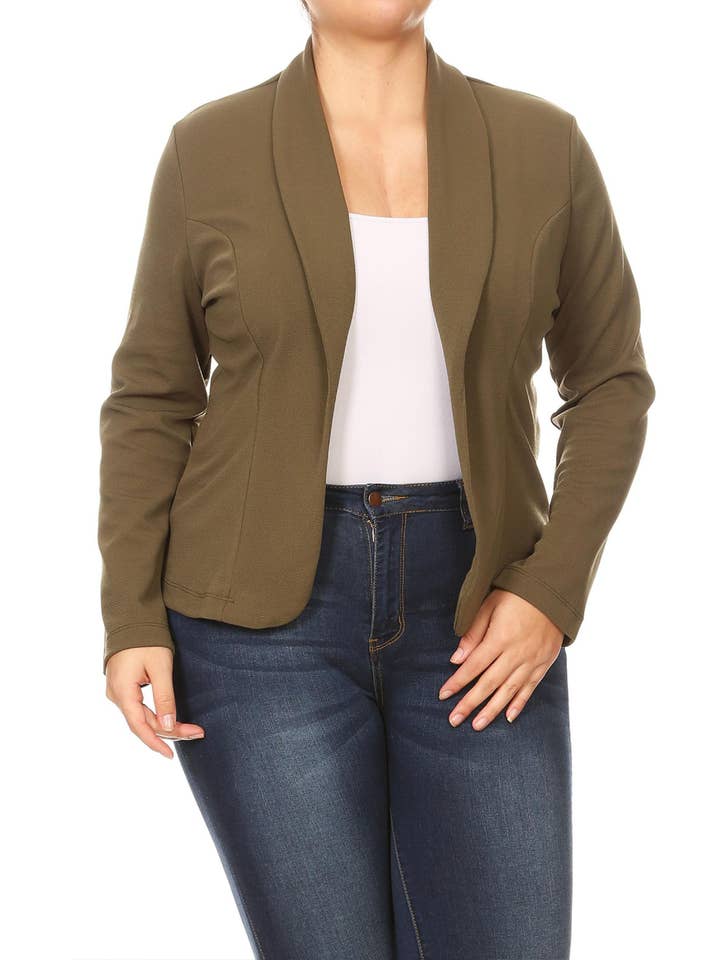 MOA COLLECTION - Wholesale Blazer - Women's - Women's Solid Casual Plus Size Trendy Blazer Jacket36