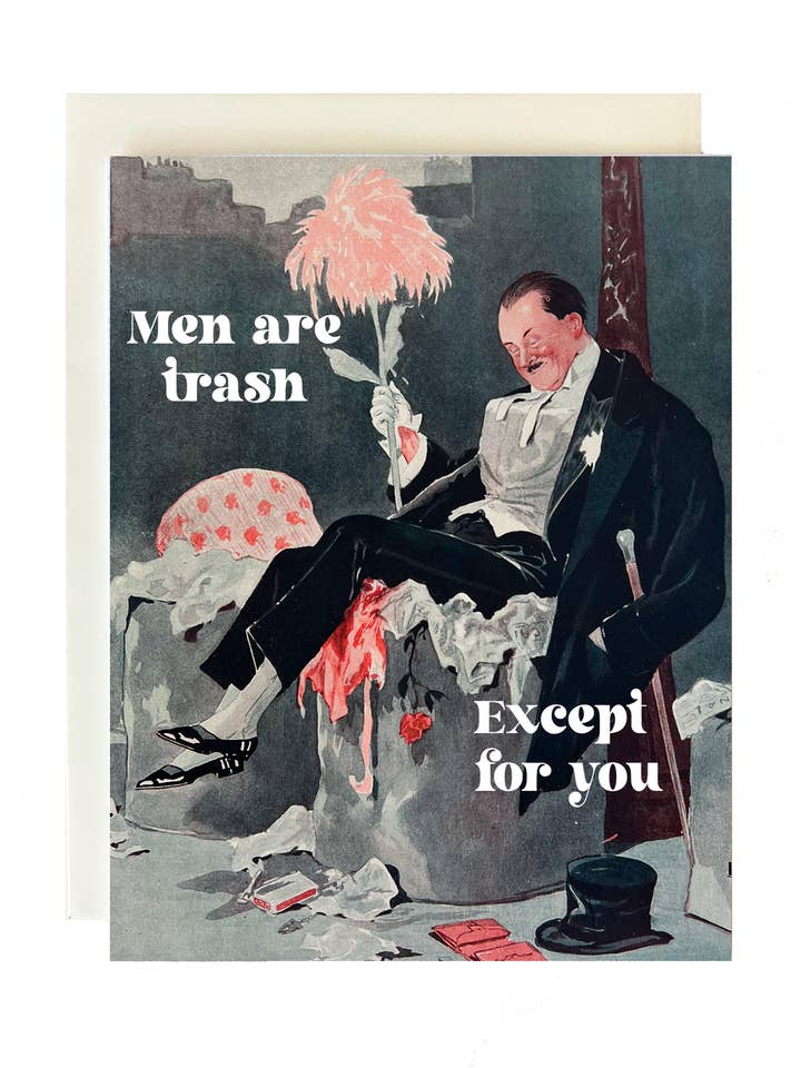 Men Are Trash Except for You Art Deco Card for wholesale by The Twentieth