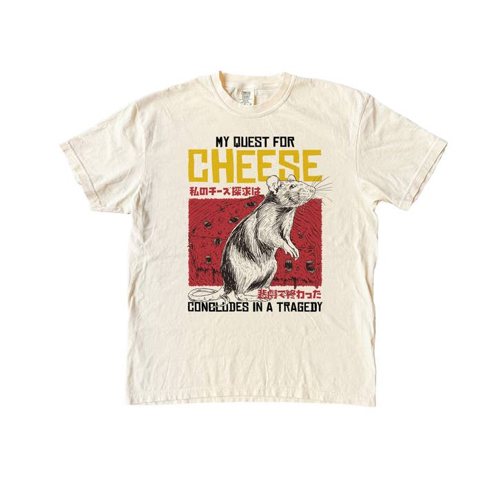 Blue Giraffe Inc – wholesale Screen printed t-shirt – unisex – The Quest for Cheese Mouse T-Shirt