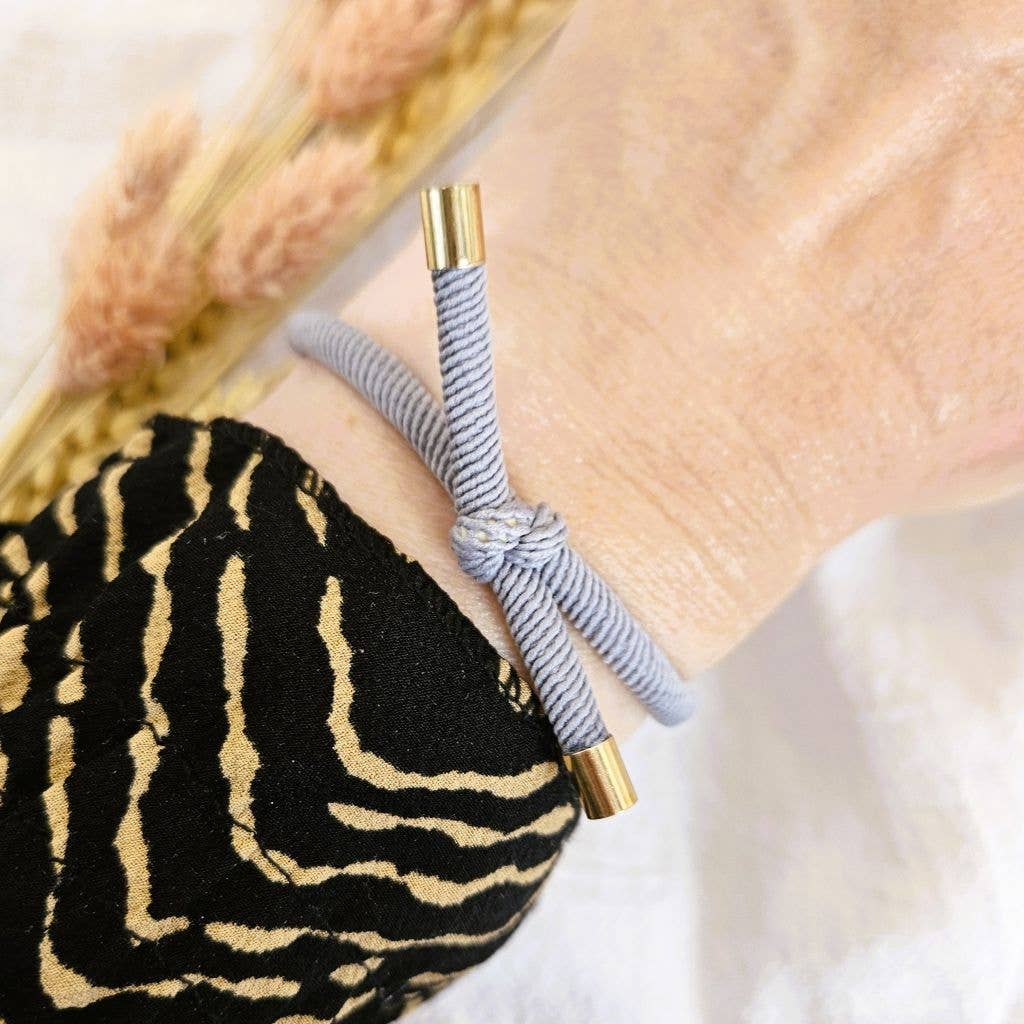 Ibiza Boutique - Vendita all'ingrosso Elastico per capelli - Fascia per capelli elastica grigia a nodo1