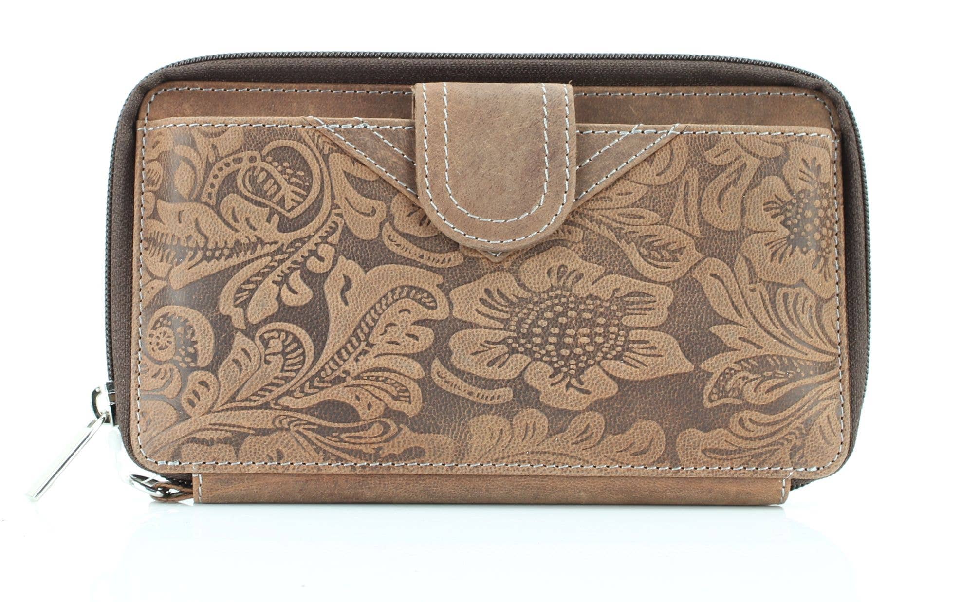Leather Impressions Inc - Wholesale Wristlet - American Bison Floral Tooled Ladies Wristlet4