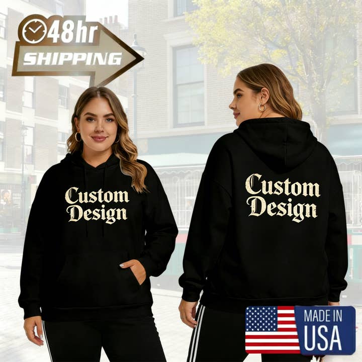 Women's Plus Size Graphic Hoodie - Custom Print, Personalized Pullover for Casual Wear for wholesale by FLUFFERY