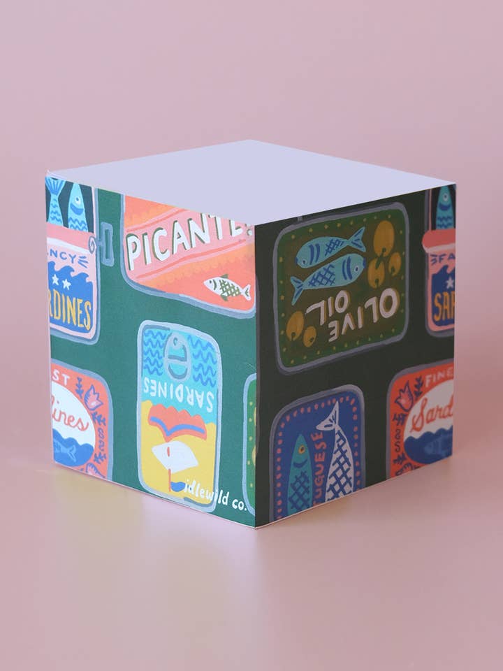 Tinned Fish Sticky Note Cube for wholesale by Idlewild Co.