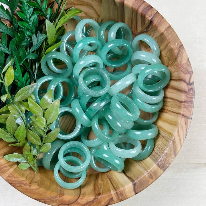 Green Aventurine 6mm Thin Band Ring for wholesale by Ewelina Pas Jewelry