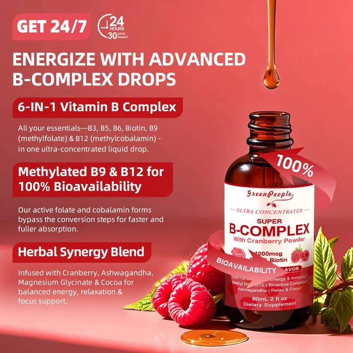 GreenPeople - Wholesale Oral Supplement/Vitamin - GREENPEOPLE (12 Pack) Super B-Complex Drops – Methyl B121