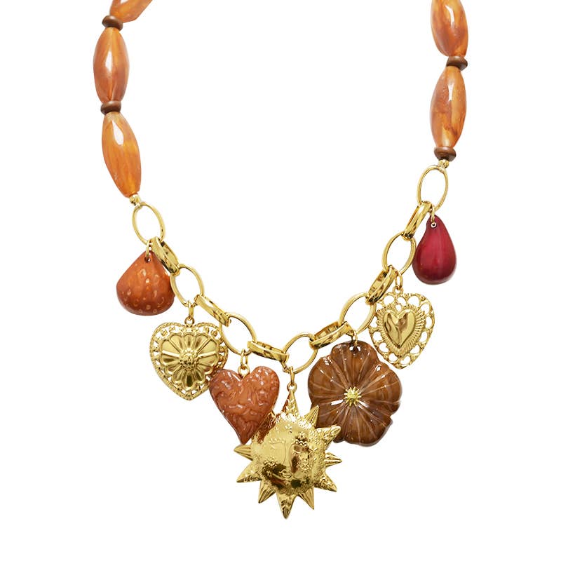 AMORINO SRL - Wholesale Pendant/Charm Necklace - PLASTIC BEAD NECKLACE WITH CHARMS - YNK241504B6931