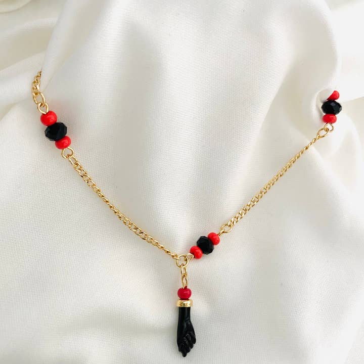 Housegoldjewelry - Wholesale Charm/Dangle Bracelet - Azabache Bracelet, Figa Hand Bracelet, Red & Black Bead Bracelet, 18K Gold Filled Bracelet, Good Luck Protection Bracelet3