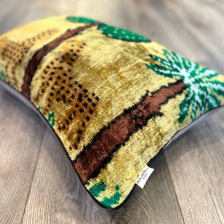 Mila∞Miro by Emelie - Wholesale Throw Pillow Cover - Velvet Ikat Cushion Cheetah | Velvet Ikat Pillow Cheetah