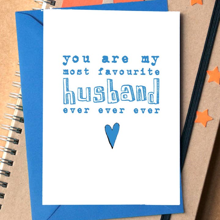 Favourite Husband Ever Ever Ever Valentine's Card for wholesale by Becka Griffin Illustration