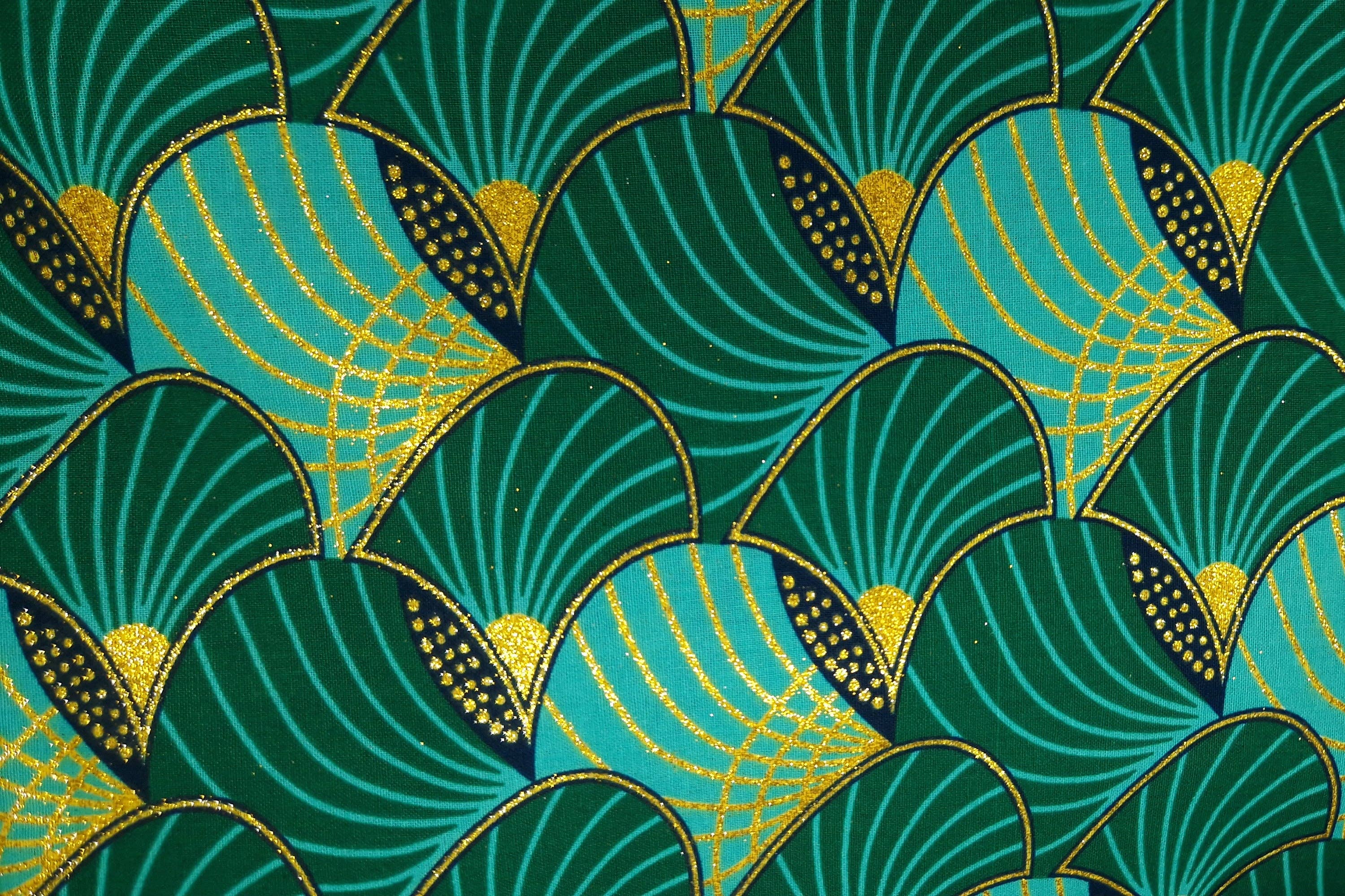 AfricanFabs - Wholesale Fabric - 6 Yards - African print fabric - Exclusive Embellished Glitter effects 100% cotton - GL-4014 Green Gold (Important: please read)4