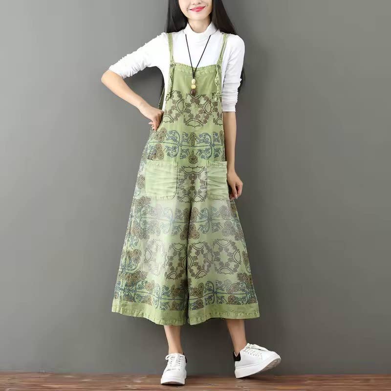 Serenity Collective - Wholesale Overalls - Women's - Denim Vintage Print Overall Jumper2