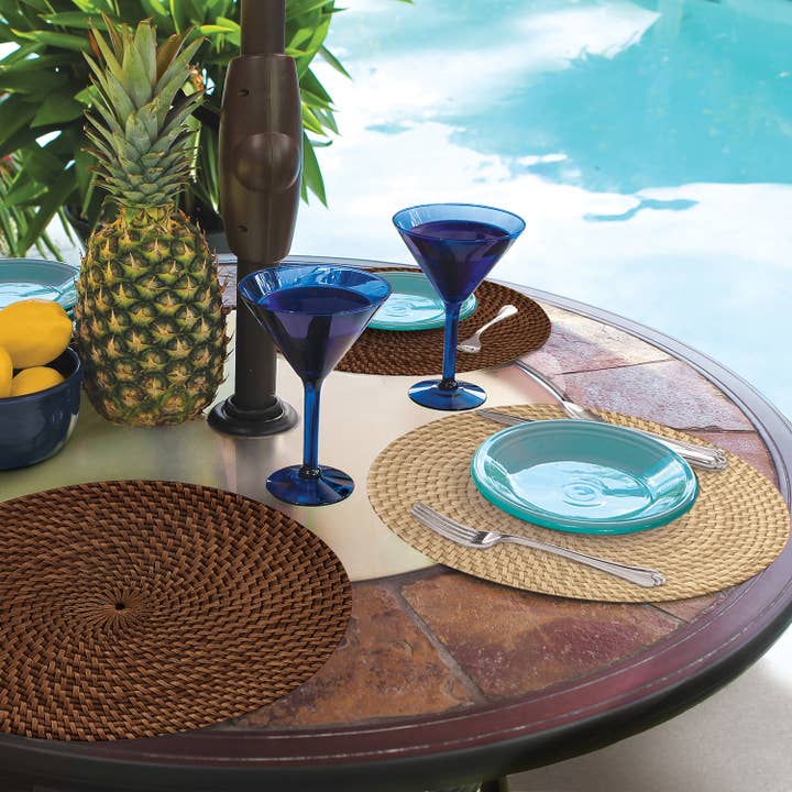 Conimar Promotions - Wholesale Placemat - "Natural Basket Weave" Round Reversible Plastic Placemat 3