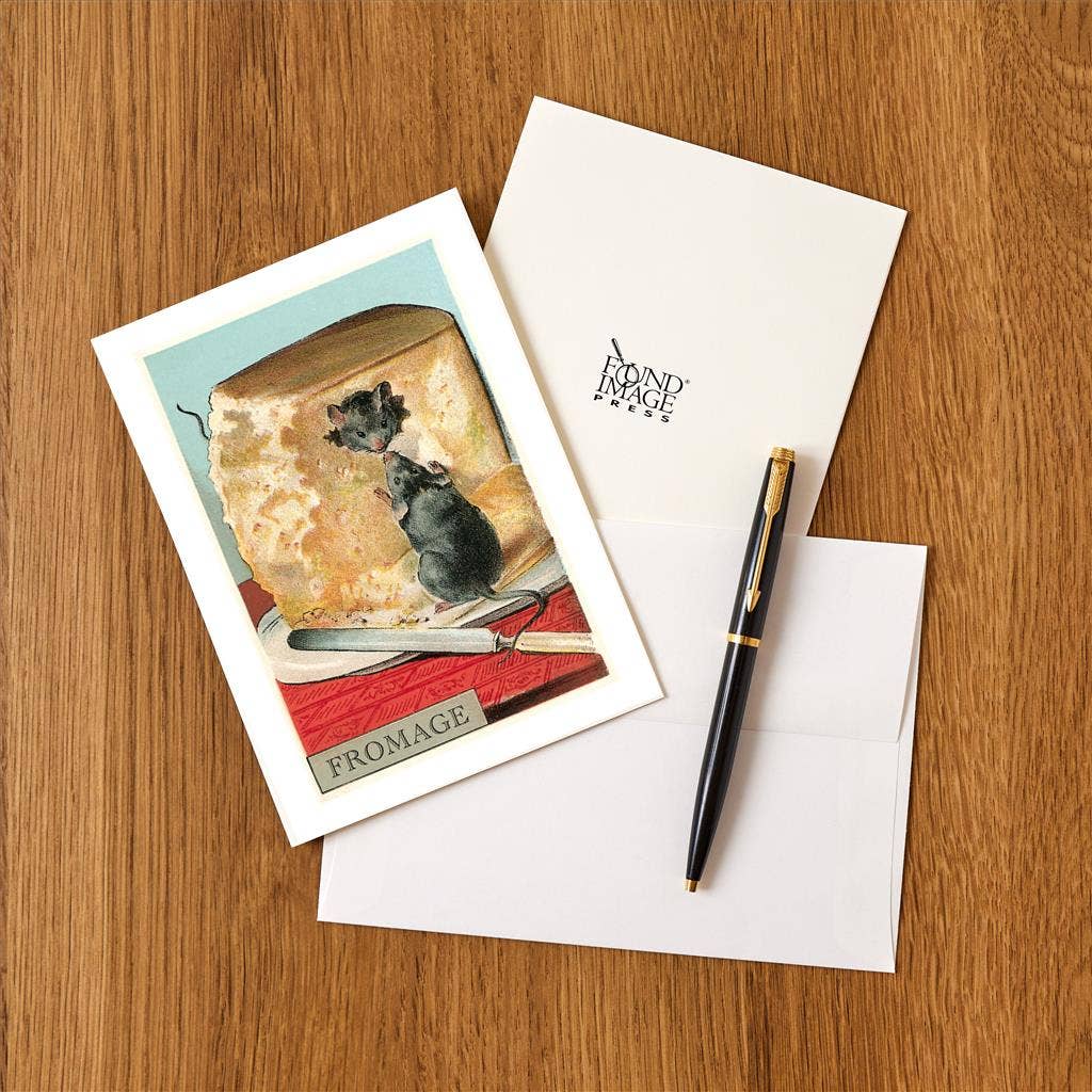Found Image Press - Wholesale Stationery/Notecard Set - Greeting Card FO-325 Fromage, Mice in Cheese1