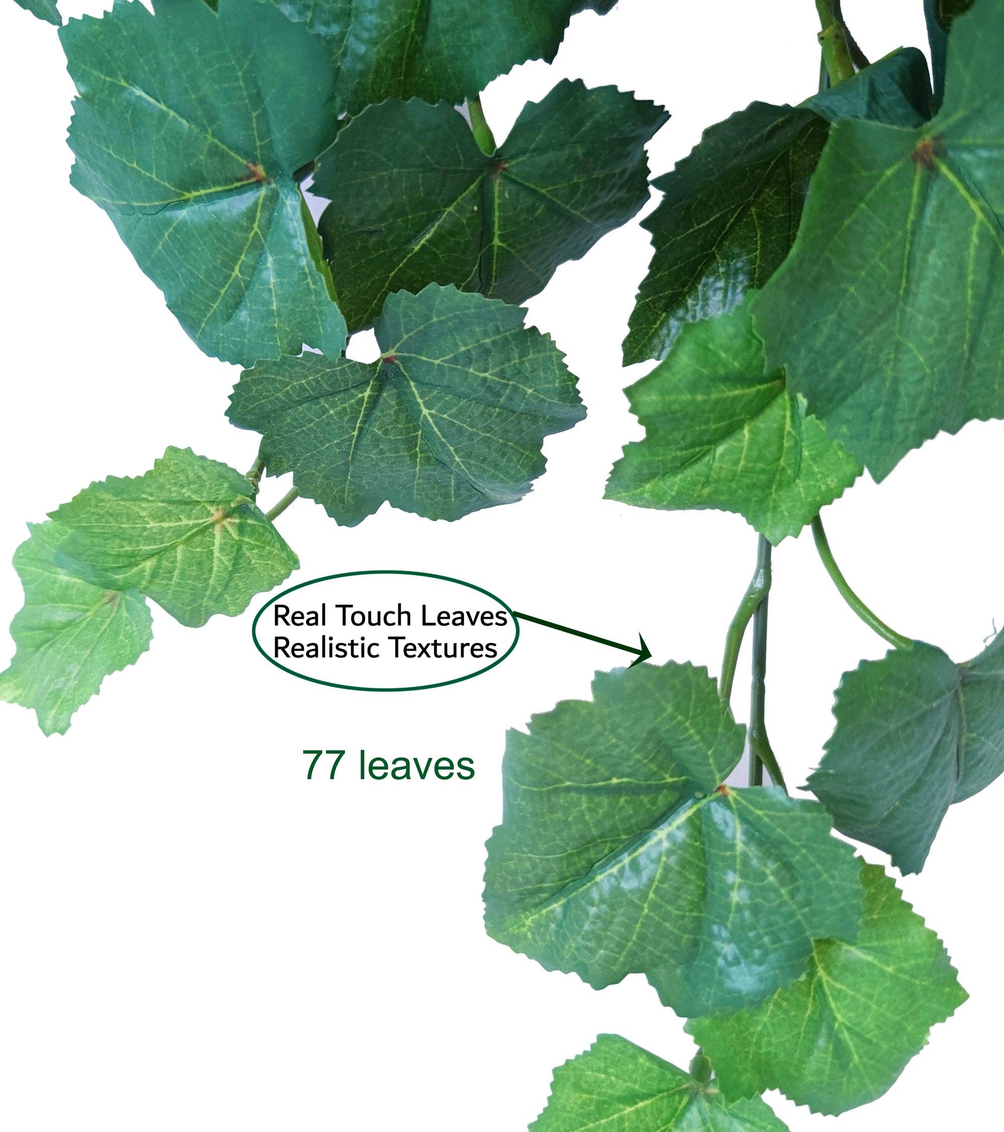 ES Essentials - Wholesale Artificial Flowers - Grape Leaf Real Touch Garland Green 6'1