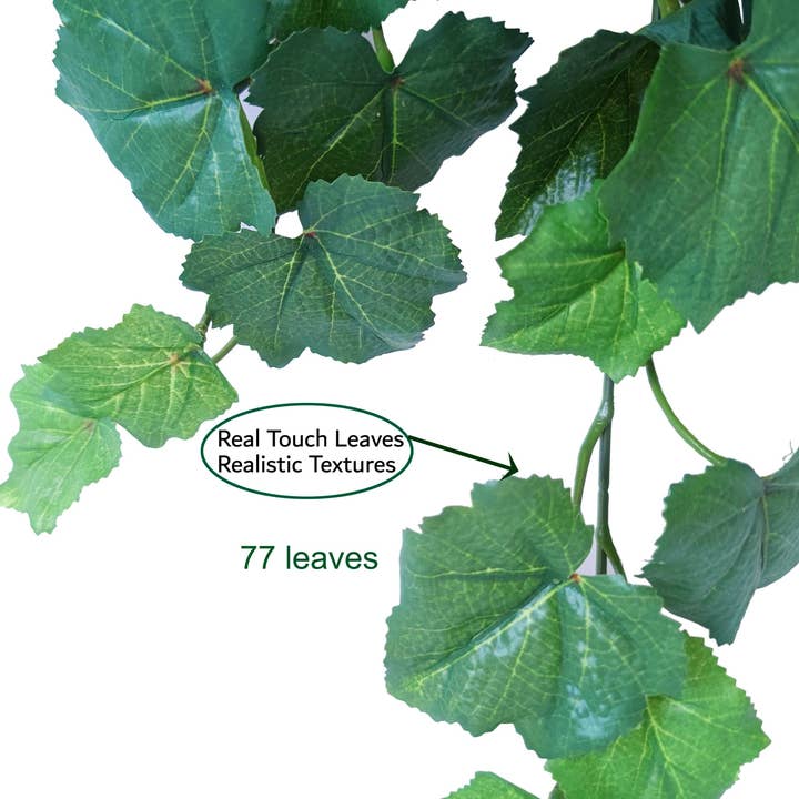 ES Essentials - Wholesale Artificial Flowers - Grape Leaf Real Touch Garland Green 6'1