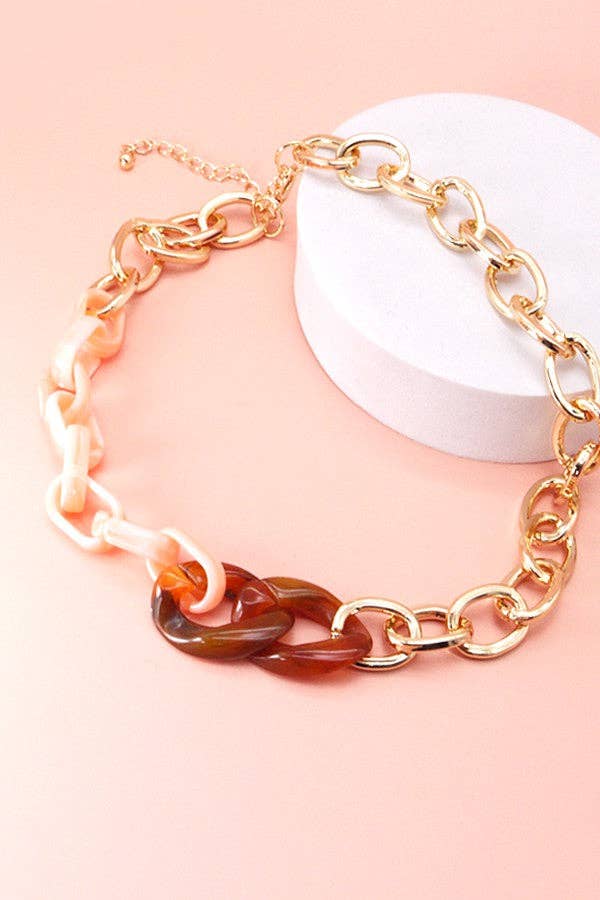 JOSSLYN by wall to wall - Wholesale Link & Chain Necklace - HANDMADE ACRYLIC MIX LINK CHAIN NECKLACE | 25N3164