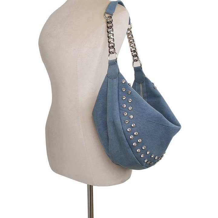 Handbag Factory Corp - Wholesale Shoulder Bag - Women's - Rhinestone studded chain hobo bag