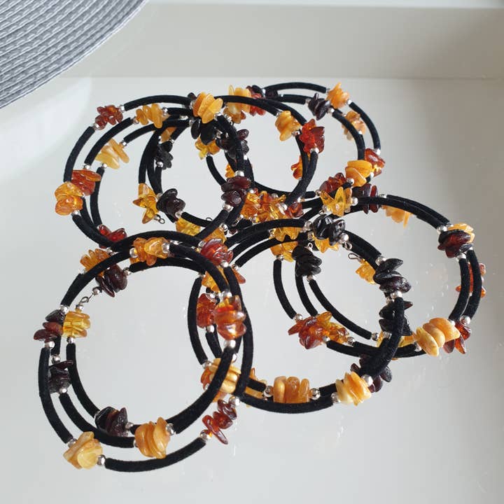 AmberLithuania - Wholesale Beaded Bracelet - Amber bracelet Adult Rough gemstine beaded bracelet Crystal8