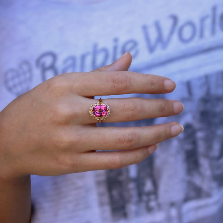 Vivian Grace Jewelry - Wholesale Cocktail/Statement Ring - The Poppy Ring - Pink Topaz and Citrine
