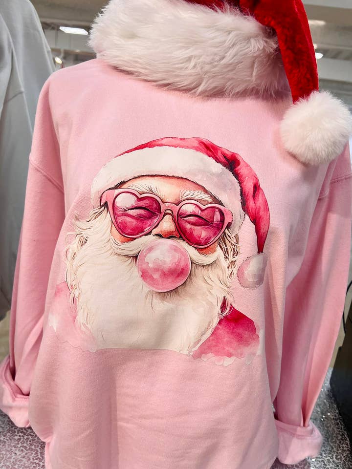 Bubble Gum Santa DTF Tee for wholesale by Dash Forward Wholesale
