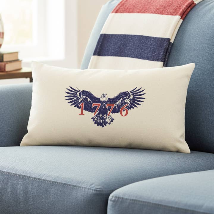 Almofada Retangular de Tela Vintage Eagle 1776 por atacado de Heritage 76