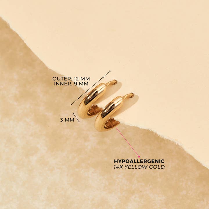 In Season Jewelry - Wholesale Earrings - Kids - 14k Gold Thick Polished Kids / Children's / Girls Earrings