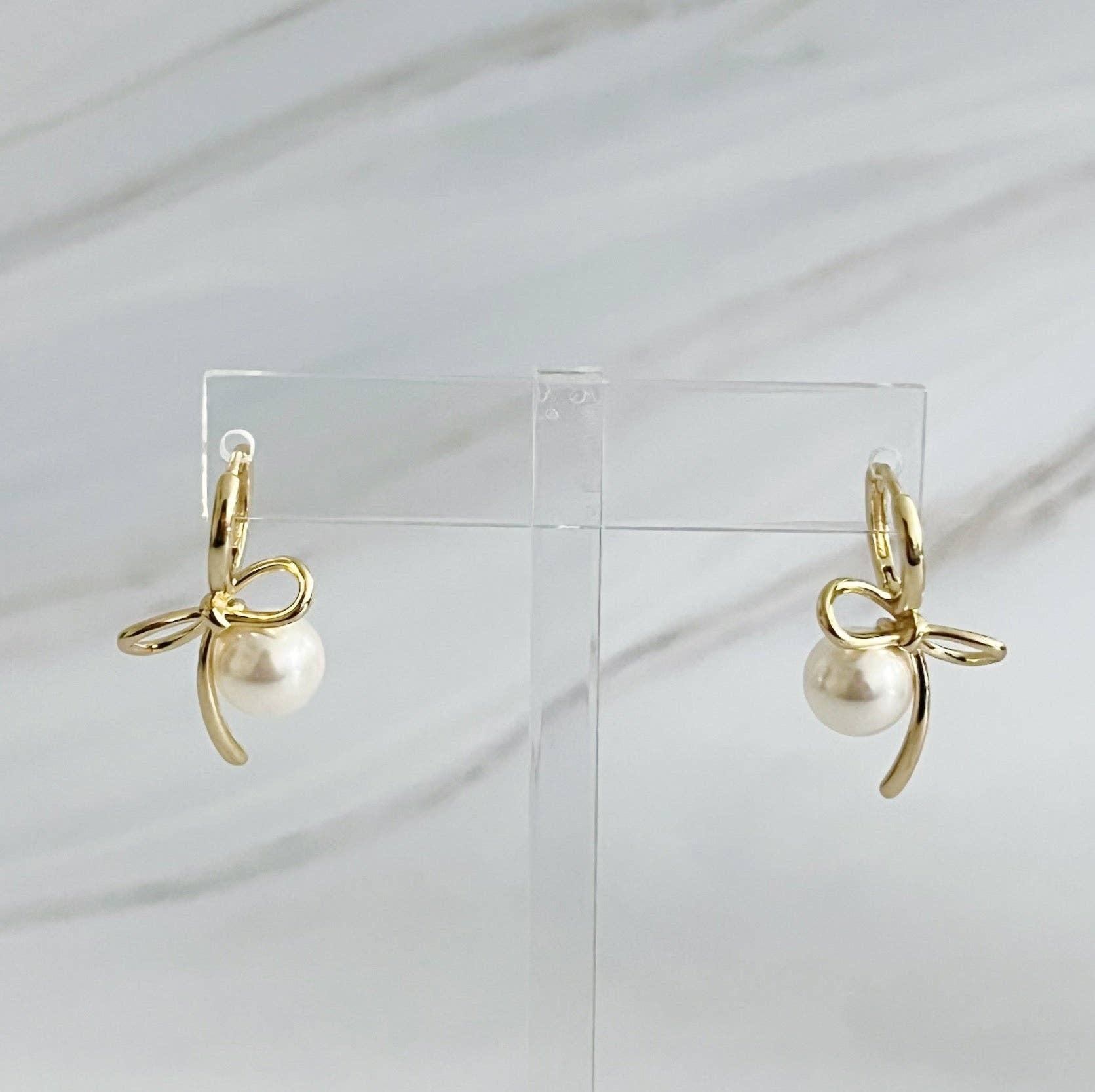 Ellison+Young - Wholesale Dangle Earrings - Bowed With Pearl Drop Earrings2