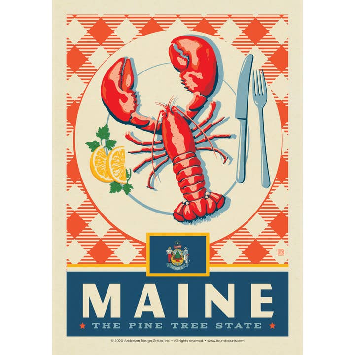 Maine State Pride Postcard for wholesale by Tourist Courts