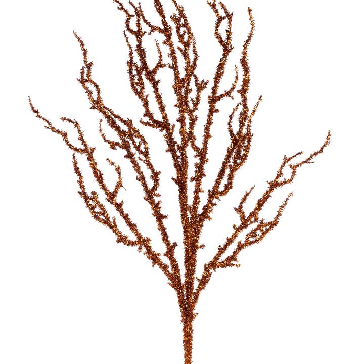 41"L V-Cut Glitter Wild Twig Spray Orange HH762520 for wholesale by DecoExchange