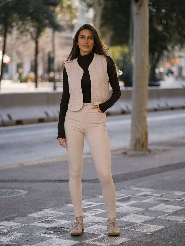 SKINNY DE CINTURA ALTA - BEGE por atacado de Matcha Jeans