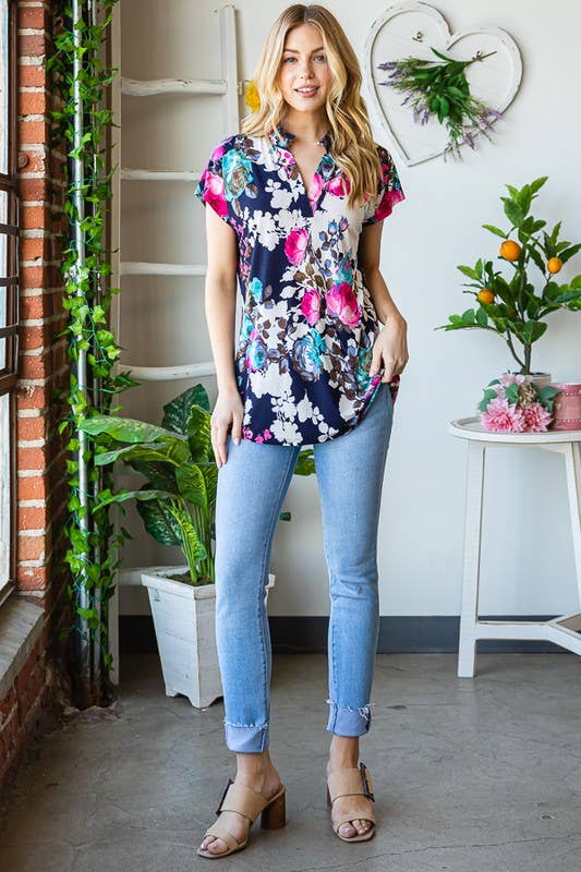 ET7033-12 MULTI COLOR FLORAL TOP for wholesale on Faire9