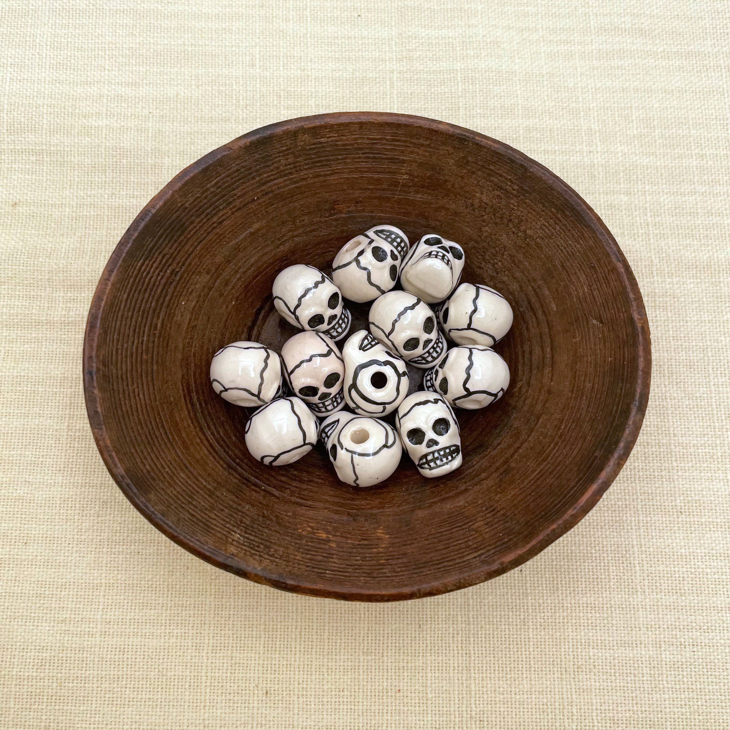 Tesoros Trading Company - Wholesale Beads - Skull Beads Ceramic, Peru