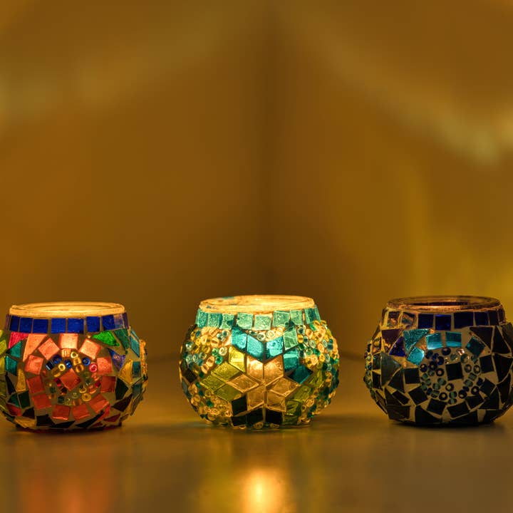 KAFTHAN - Wholesale Candle Holder - Tea Light Mosaic Candle Holders | Christmas Holiday Decor