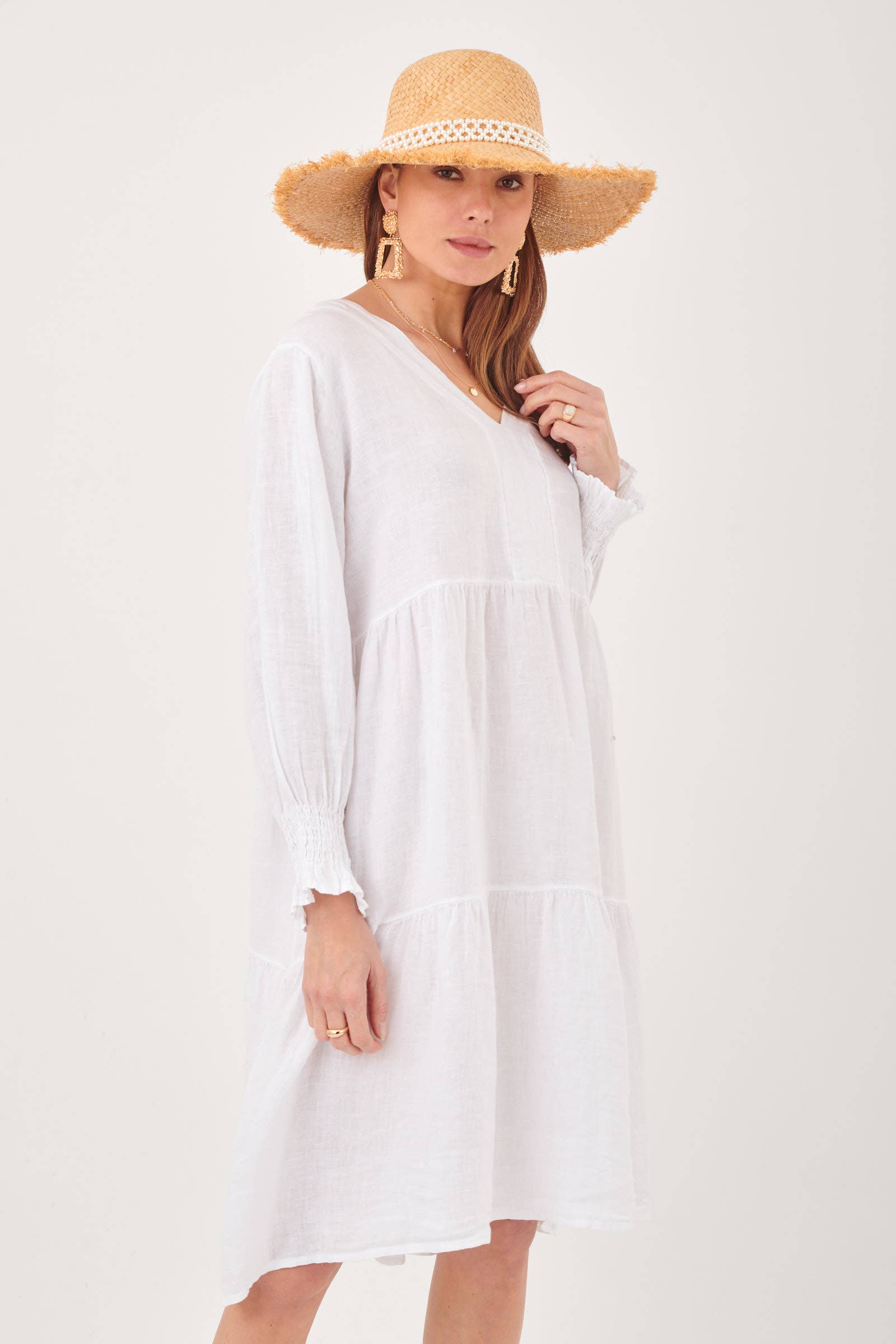 ORNELLA PARIS - Wholesale Dress - Women's - LEL-R5223 linen dress10